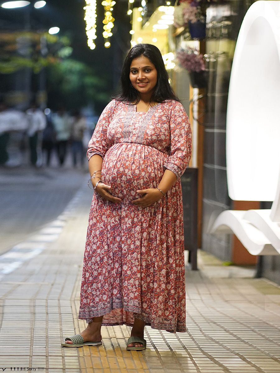 Maternity Short Dress- Knitted Zen Red