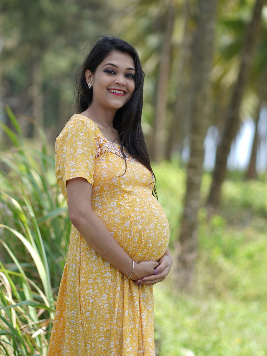 Maternity Short Night Gown- Ezra yellow