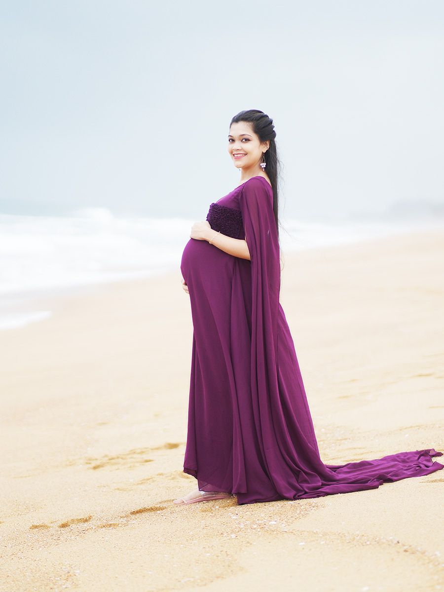Maternity Fly Gown- Purple