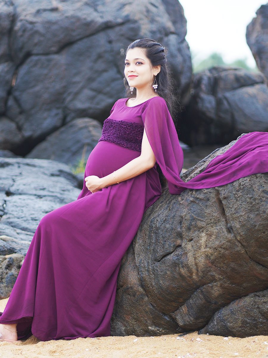 Maternity Fly Gown- Purple