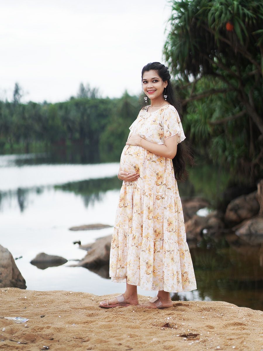 Maternity Photoshoot Gown- yellow floral