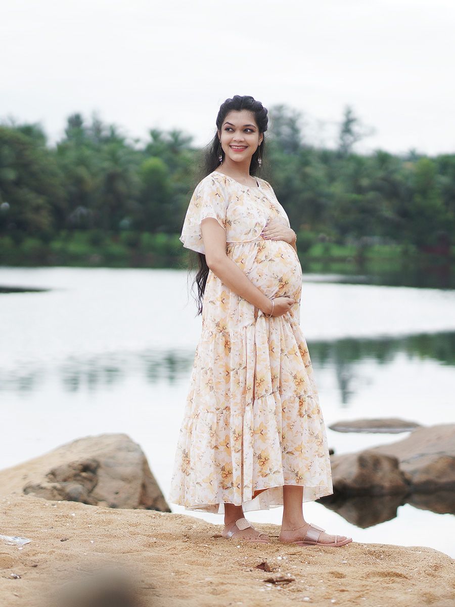 Maternity Photoshoot Gown- yellow floral