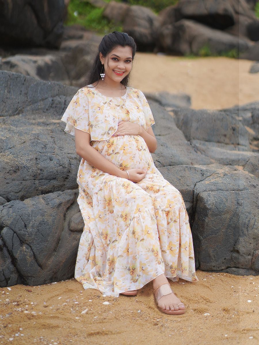 Maternity Photoshoot Gown- yellow floral