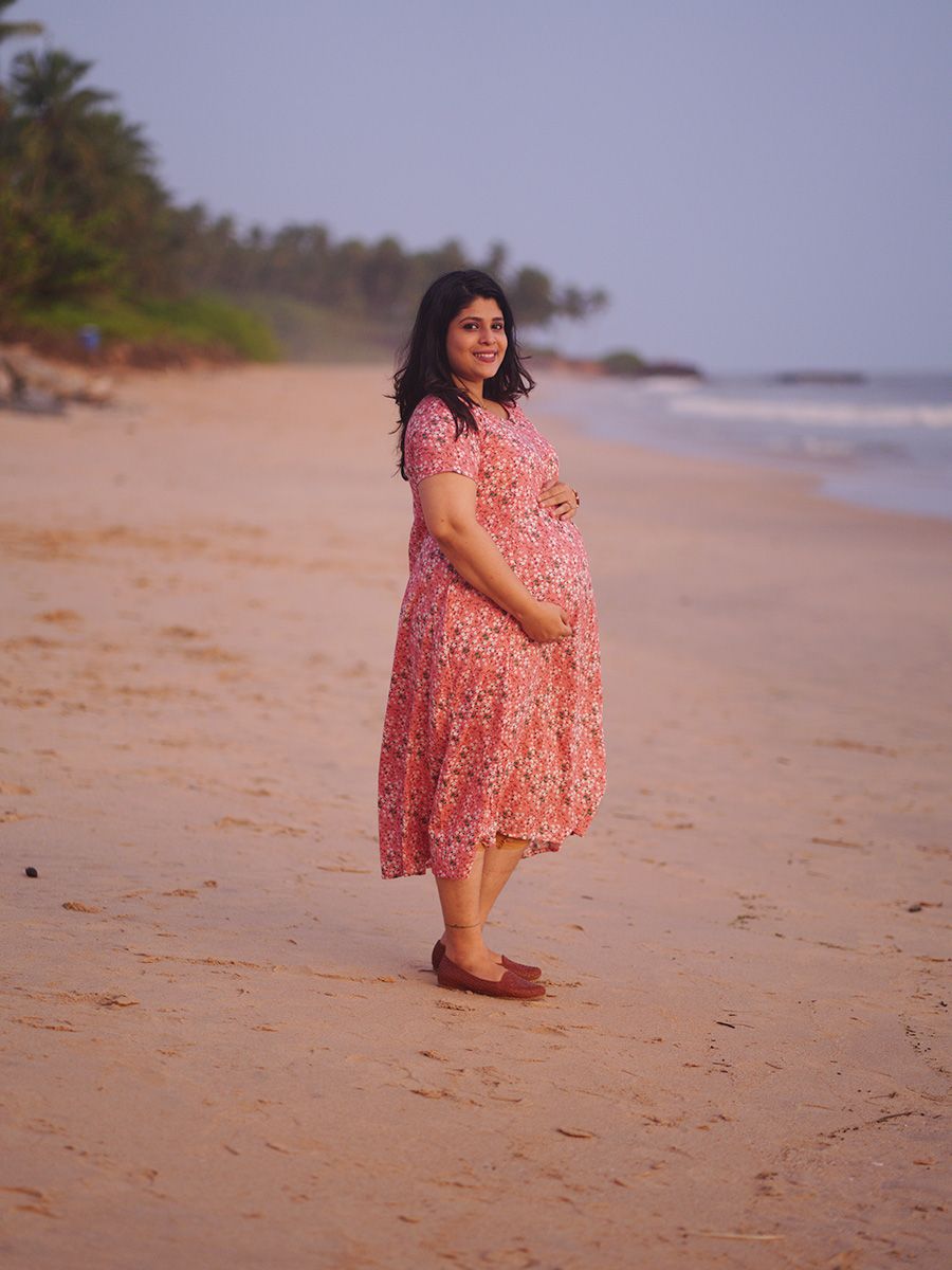 Maternity Short Night Gown- peach floral