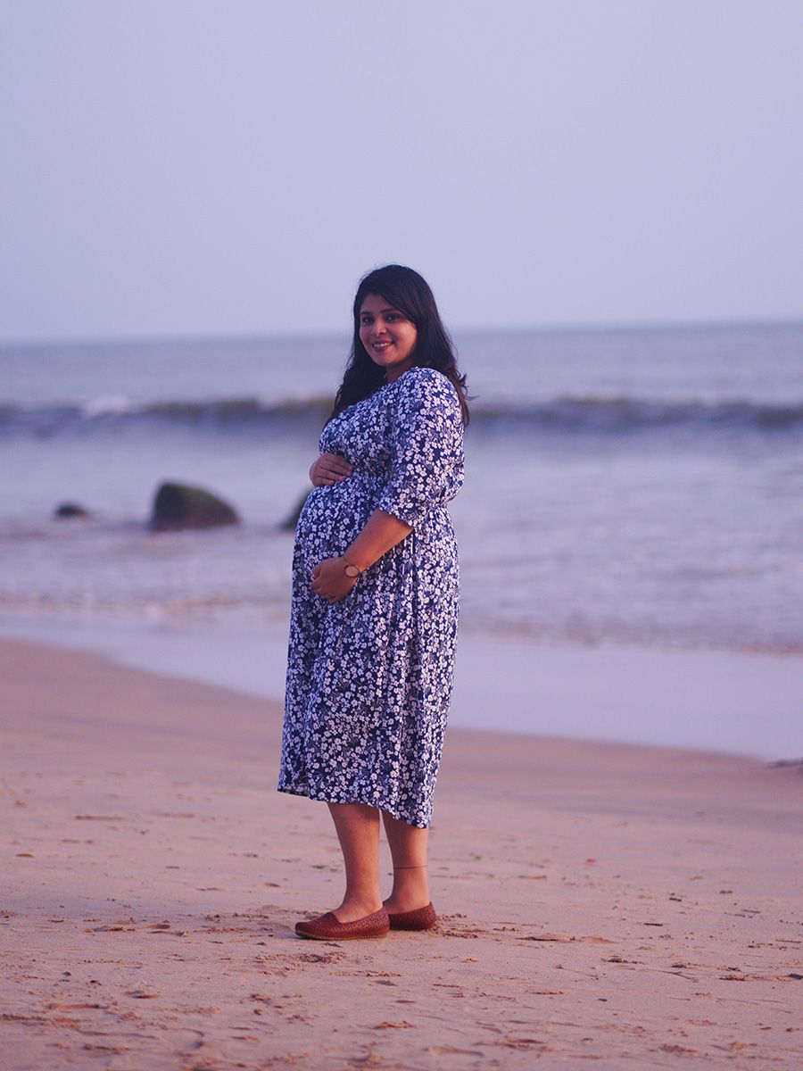 Maternity short Dress-  Blue floral