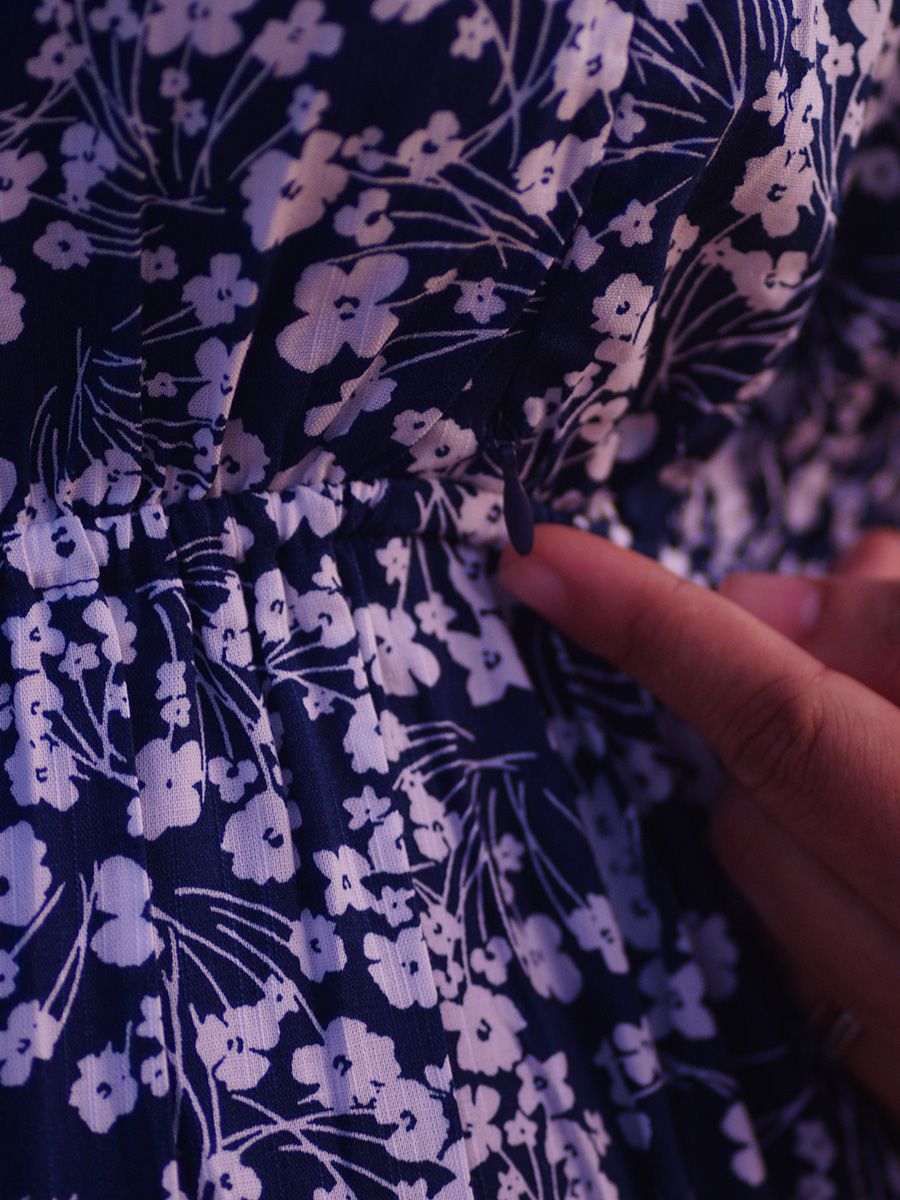 Maternity short Dress-  Blue floral