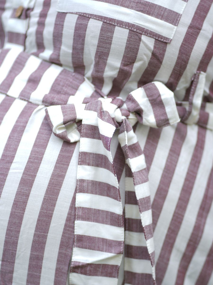 Maternity short Dress- Brown Lines