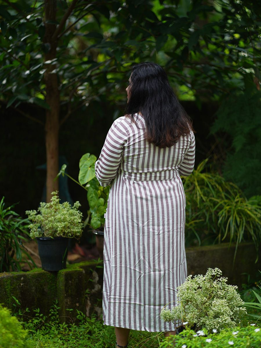 Maternity short Dress- Brown Lines