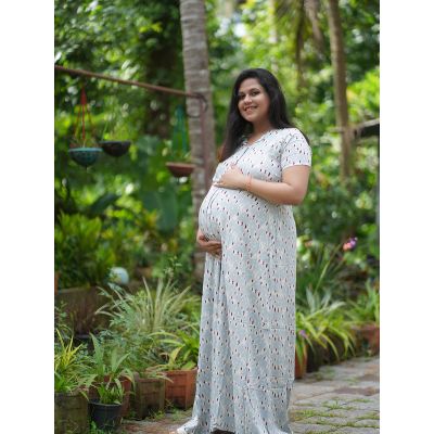 Maternity Full Night Gown- Ash