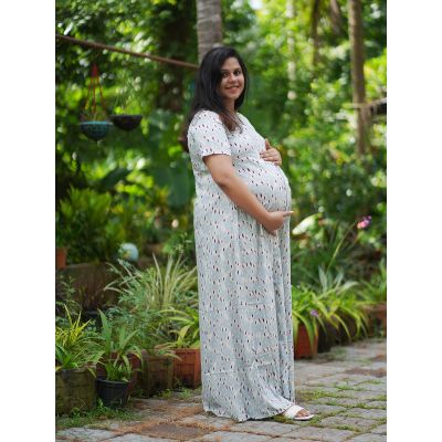 Maternity Full Night Gown- Ash