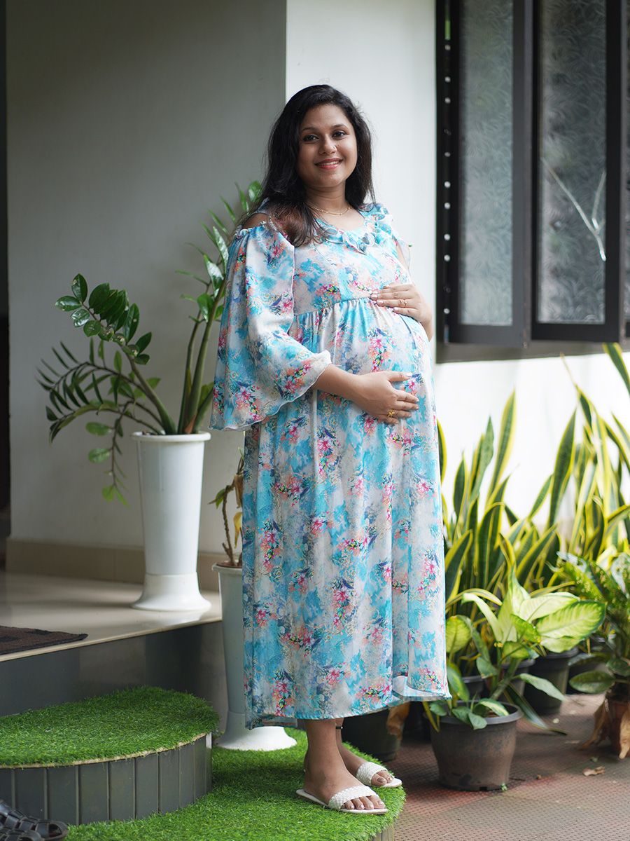 Maternity Party Wear Dress- Blue