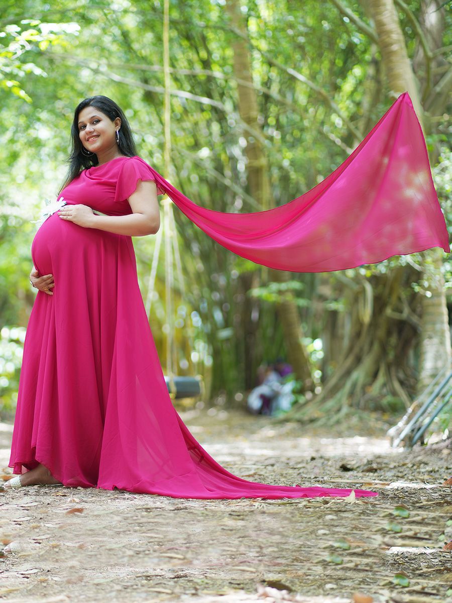 Maternity Fly Gown- (D.Red)