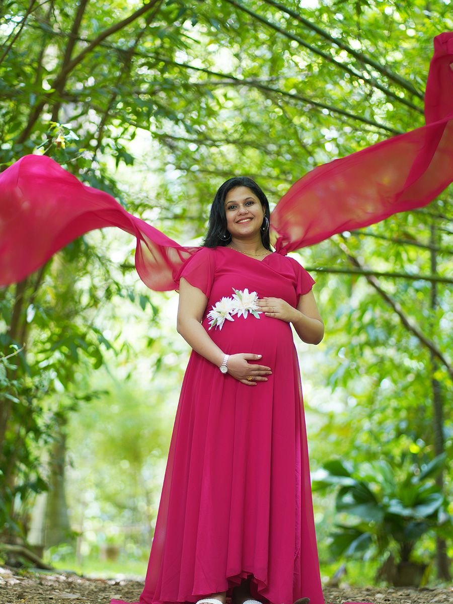Maternity Fly Gown- (D.Red)