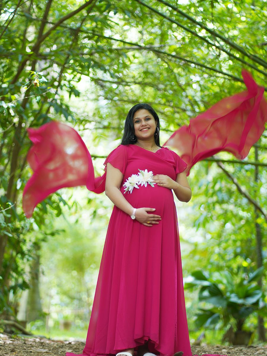 Maternity Fly Gown- (D.Red)