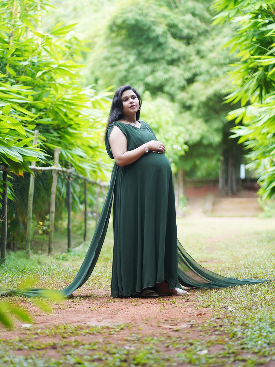Maternity Fly Gown(D.Green)