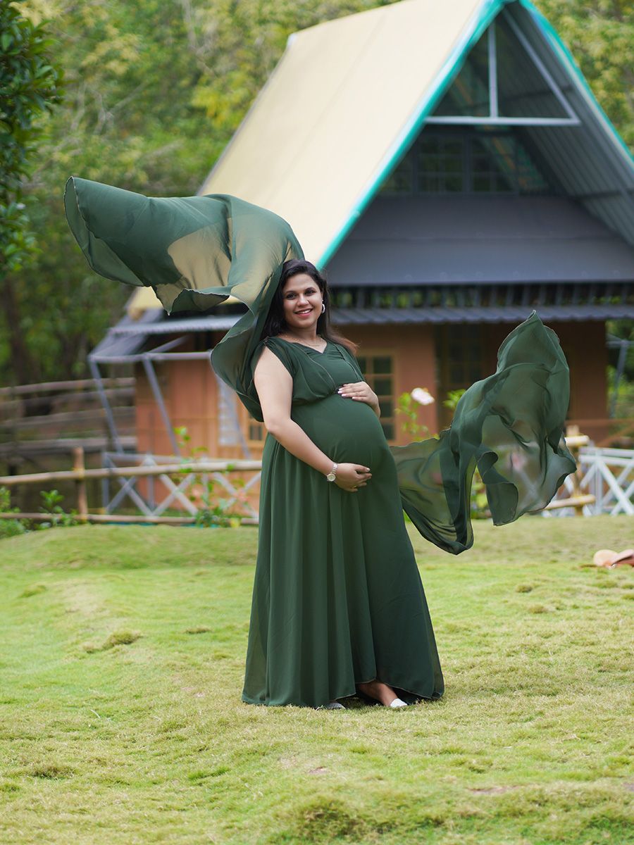 Maternity Fly Gown(D.Green)