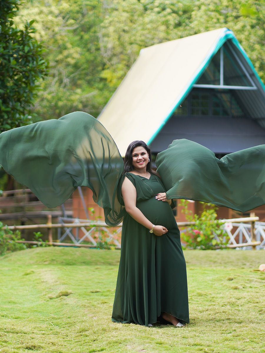 Maternity Fly Gown(D.Green)