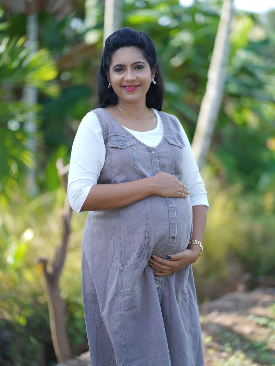 Maternity short Dress- Jean Romper