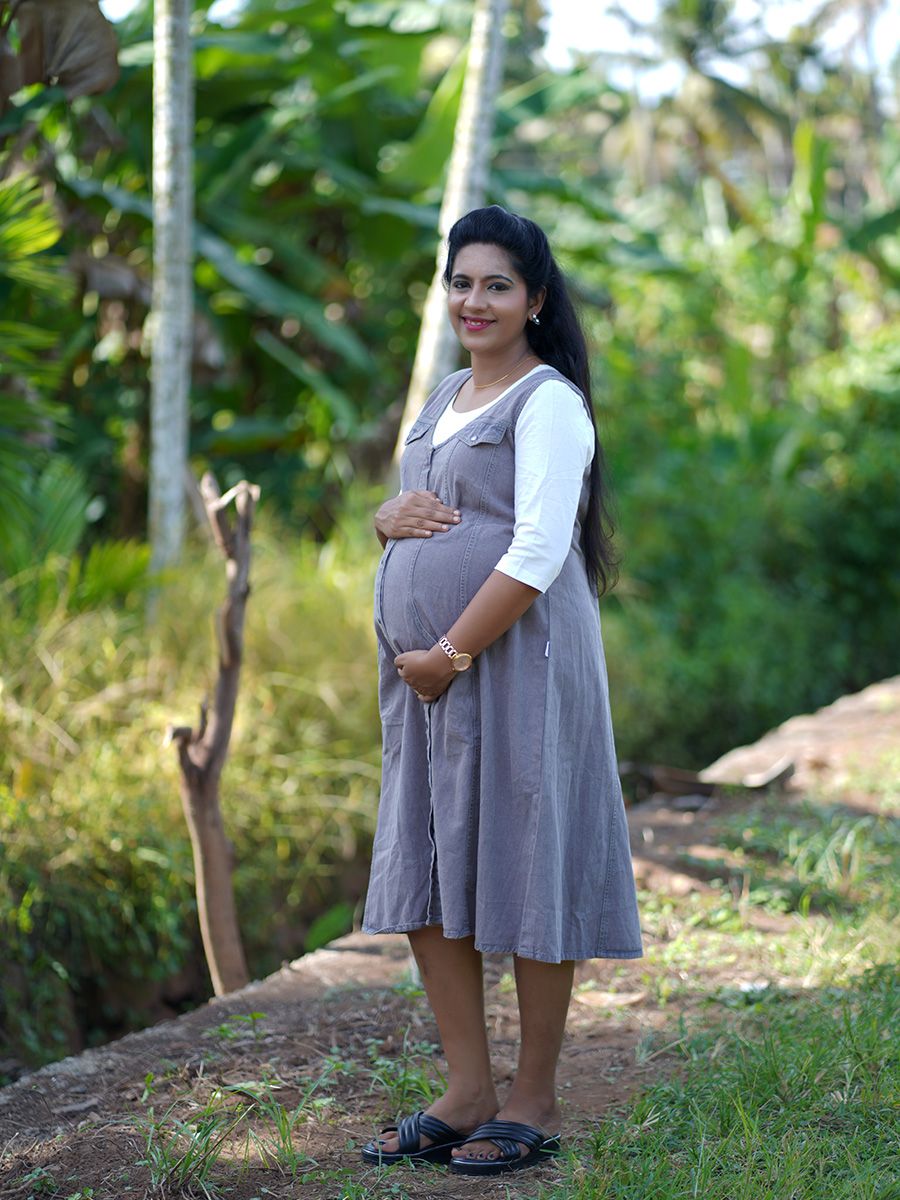 Maternity short Dress- Jean Romper