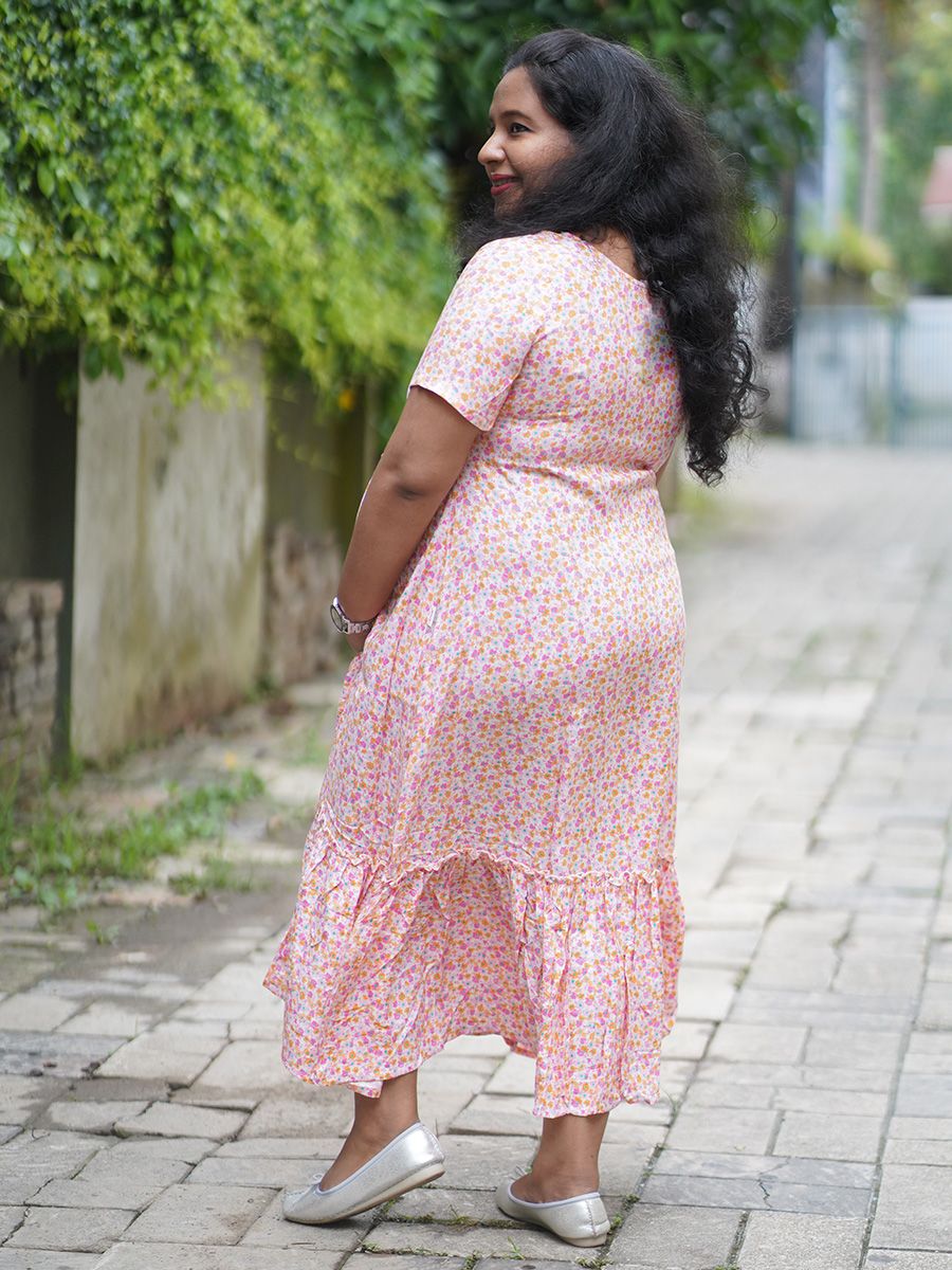 Maternity Short Dress- Floral (Pink)