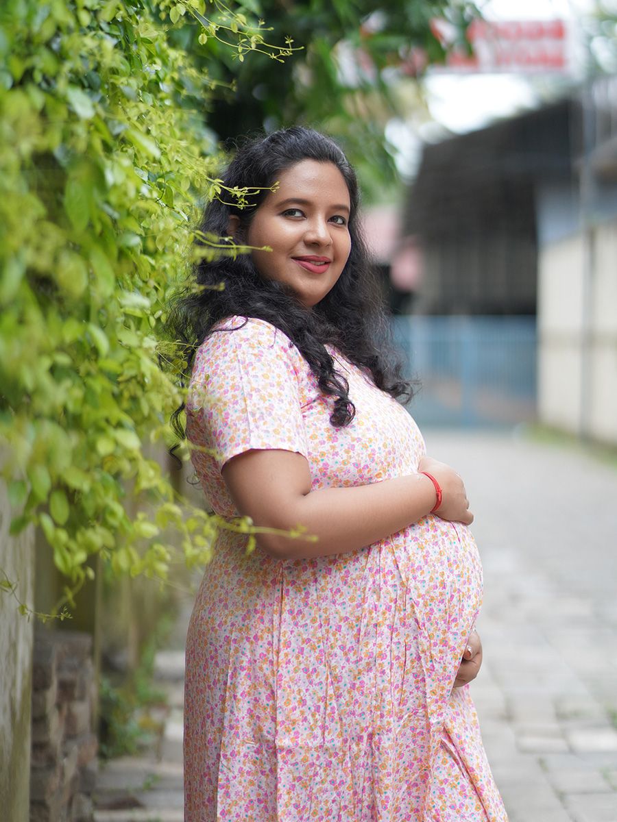 Maternity Short Dress- Floral (Pink)