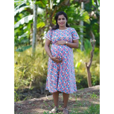 Maternity Short Dress Knitted brown