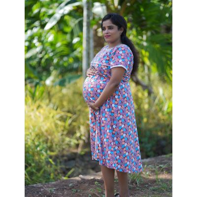 Maternity Short Dress Knitted brown