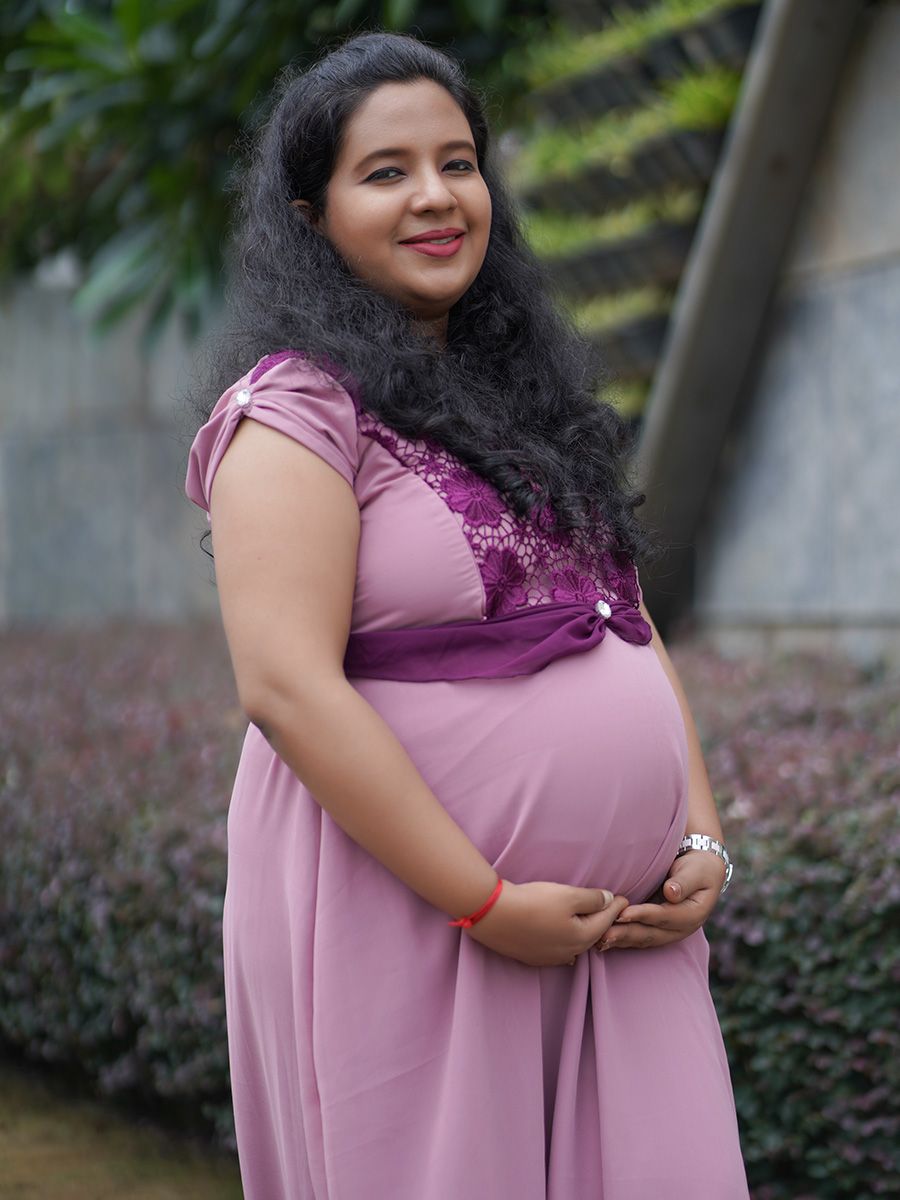 Maternity Party Wear Dress- pastel peach