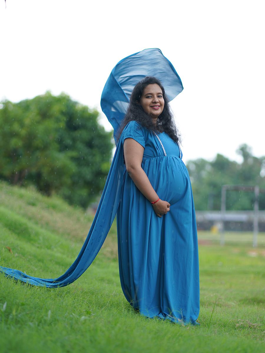Maternity Fly Gown Blue