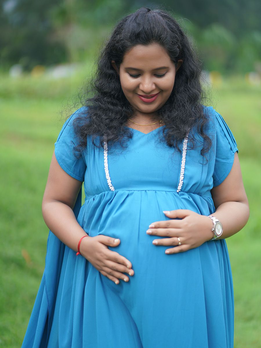 Maternity Fly Gown Blue