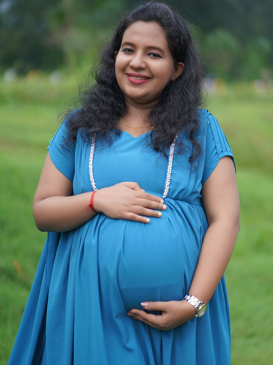 Maternity Fly Gown Blue