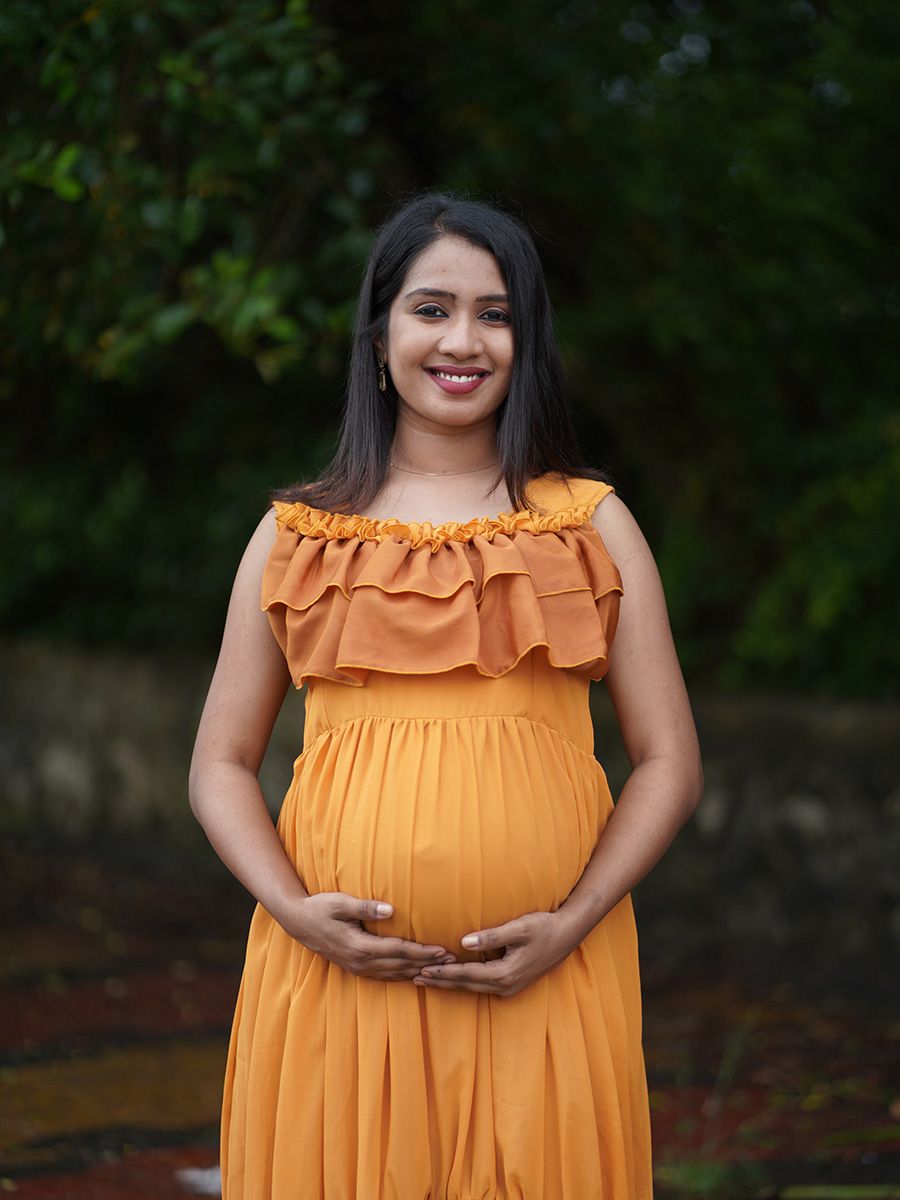 Maternity Photo Gown- Mustard Yellow