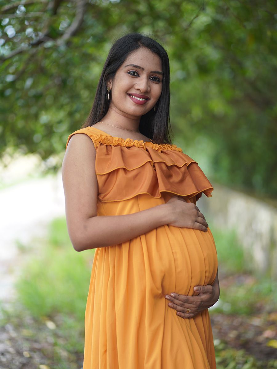 Maternity Photo Gown- Mustard Yellow