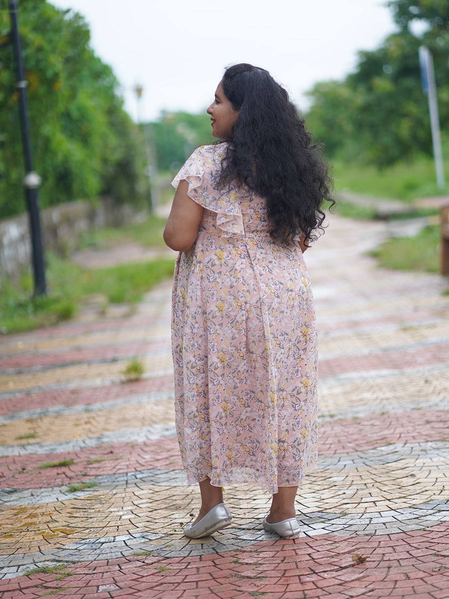 Maternity Short Dress- Floral (Peach