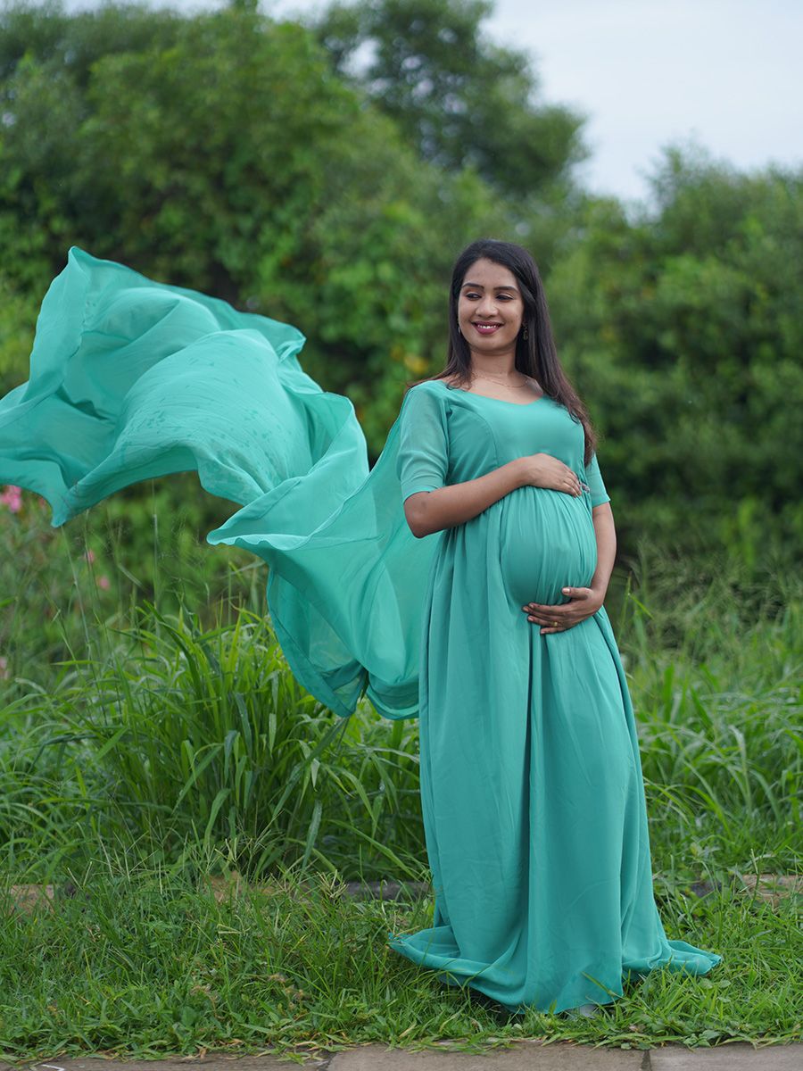 Maternity Fly Gown- Light green
