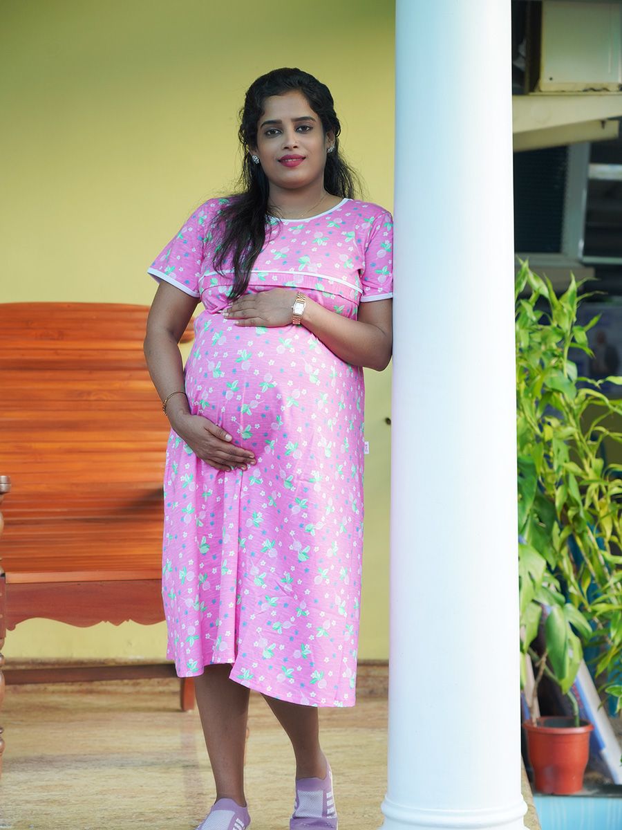 Maternity Short Dress Knitted pink