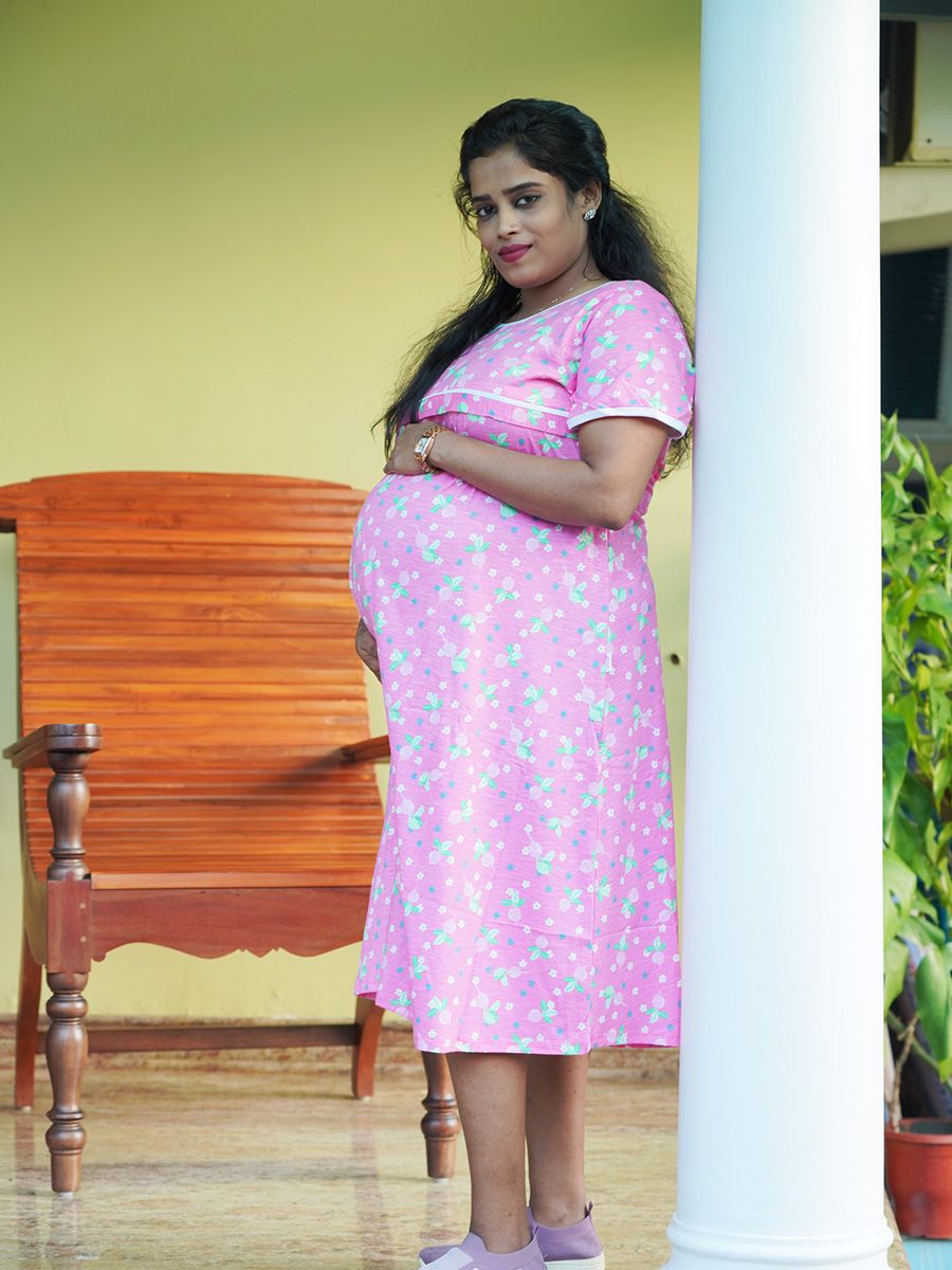 Maternity Short Dress Knitted pink
