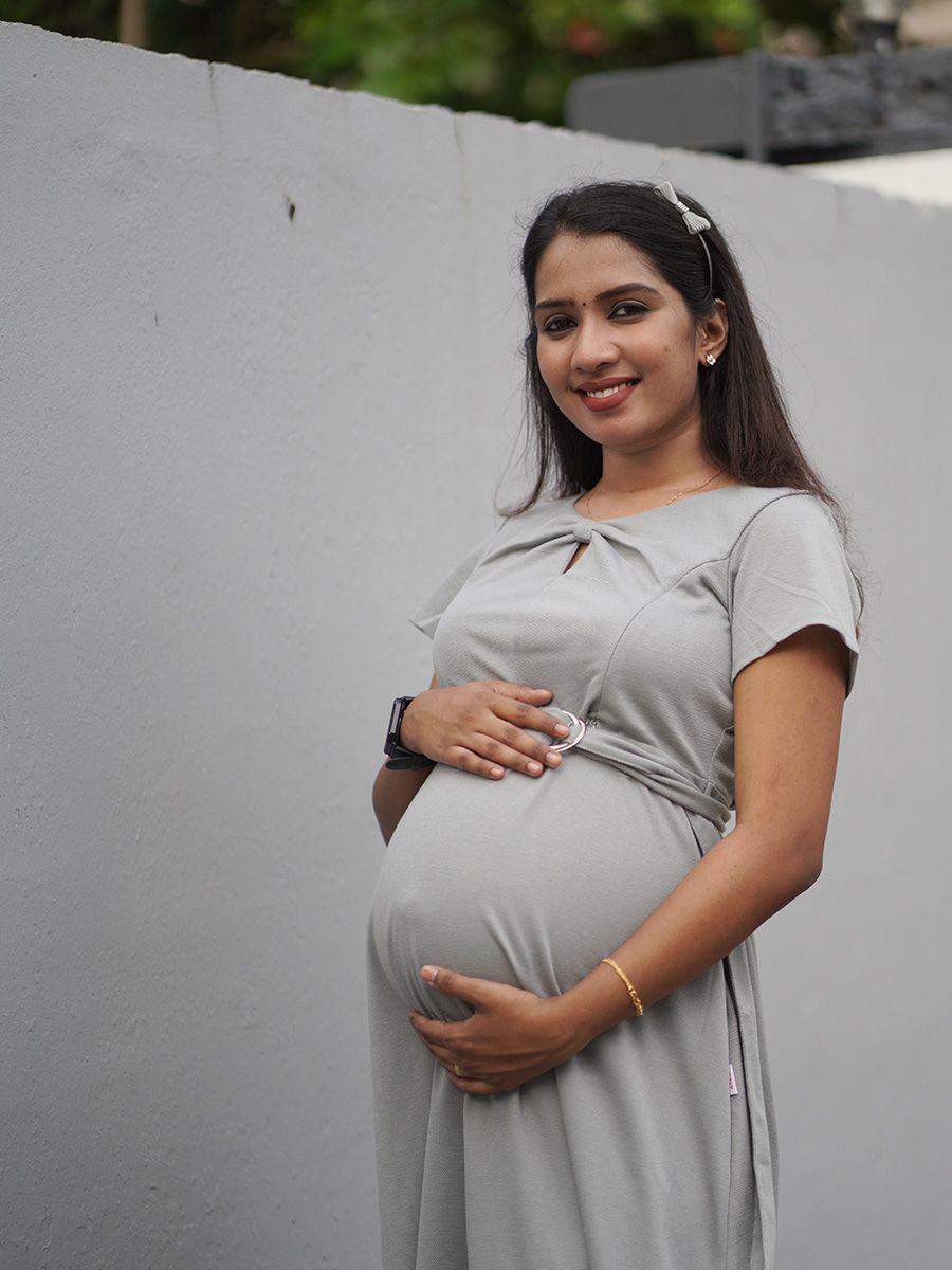 Maternity Short Dress- Knitted Zoe (Ash)