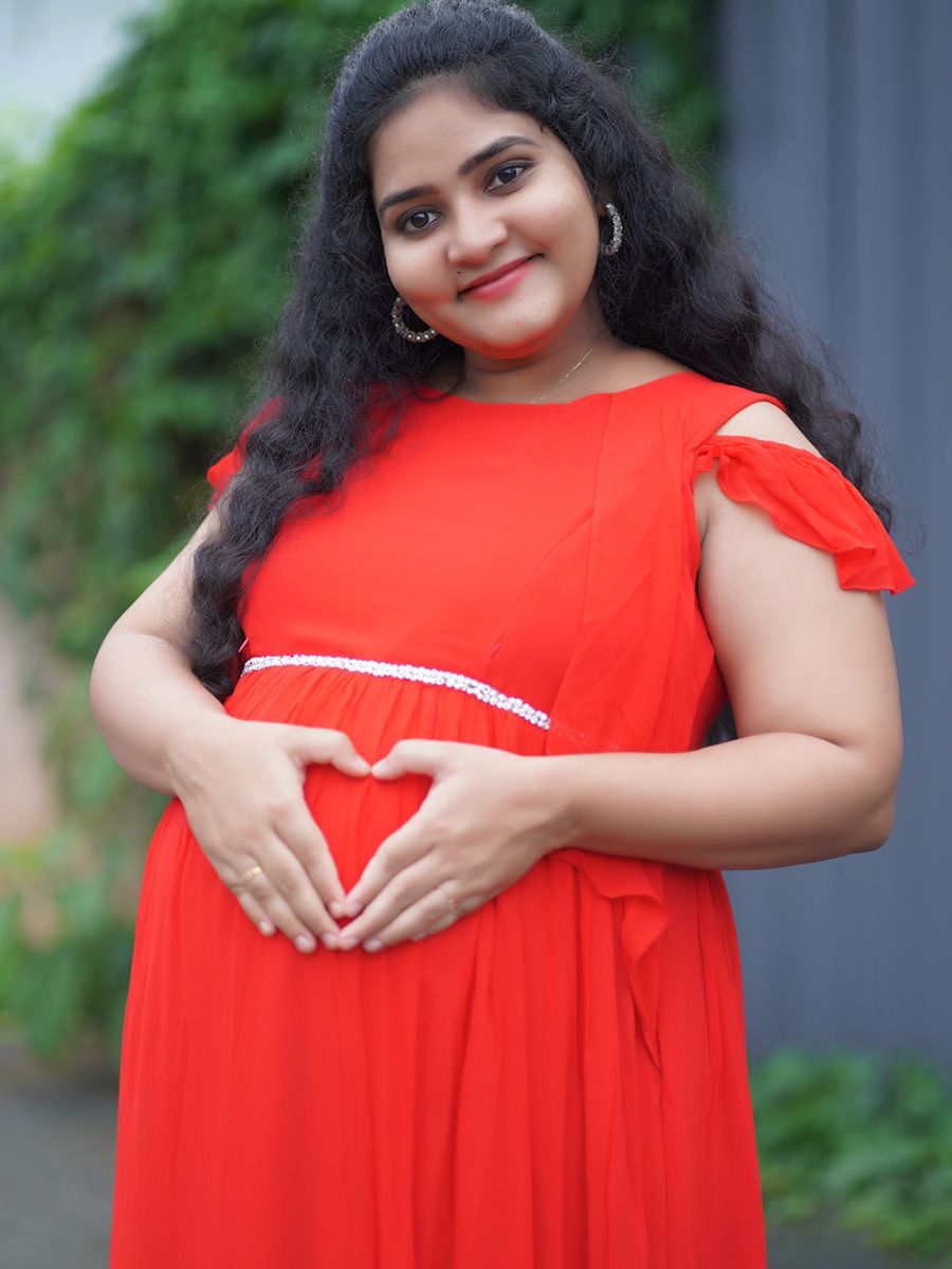 Maternity Fly Gown- Red