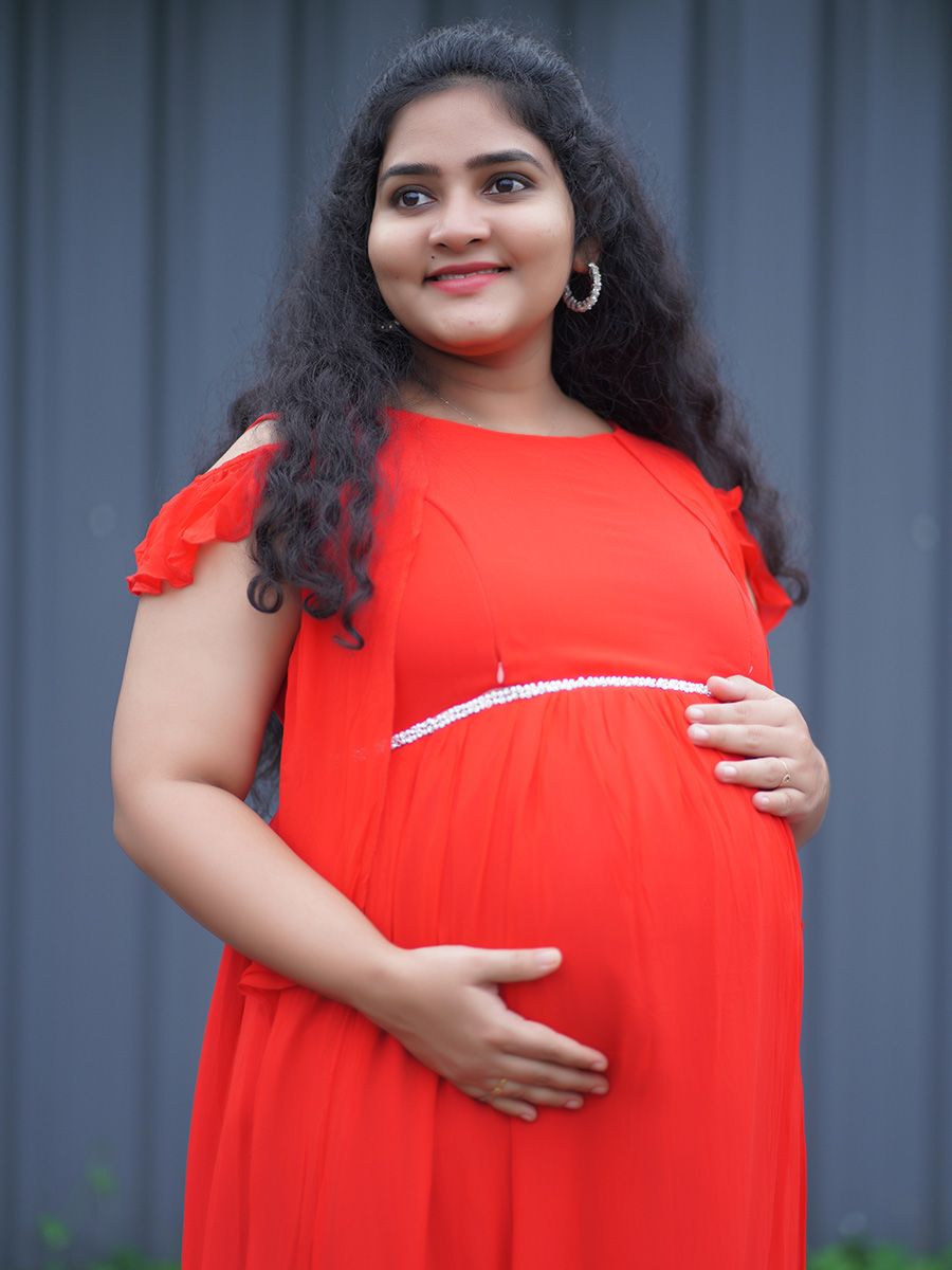 Maternity Fly Gown- Red