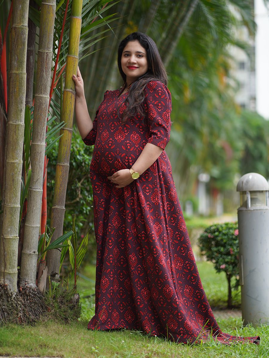 Maternity Photo gown- Maroon