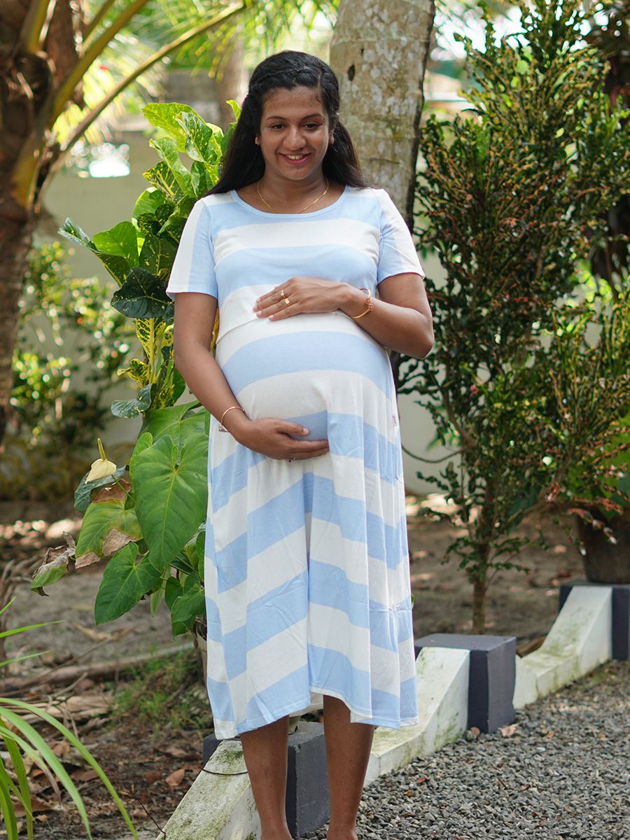 Maternity Short Zipless Dress-  Gilda  Sky Blue