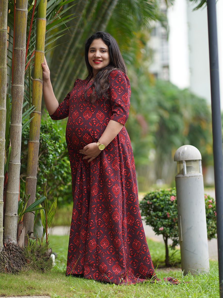 Maternity Photo gown- Maroon