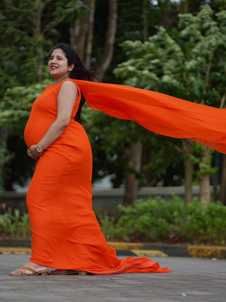 Maternity Fly Gown- Orange