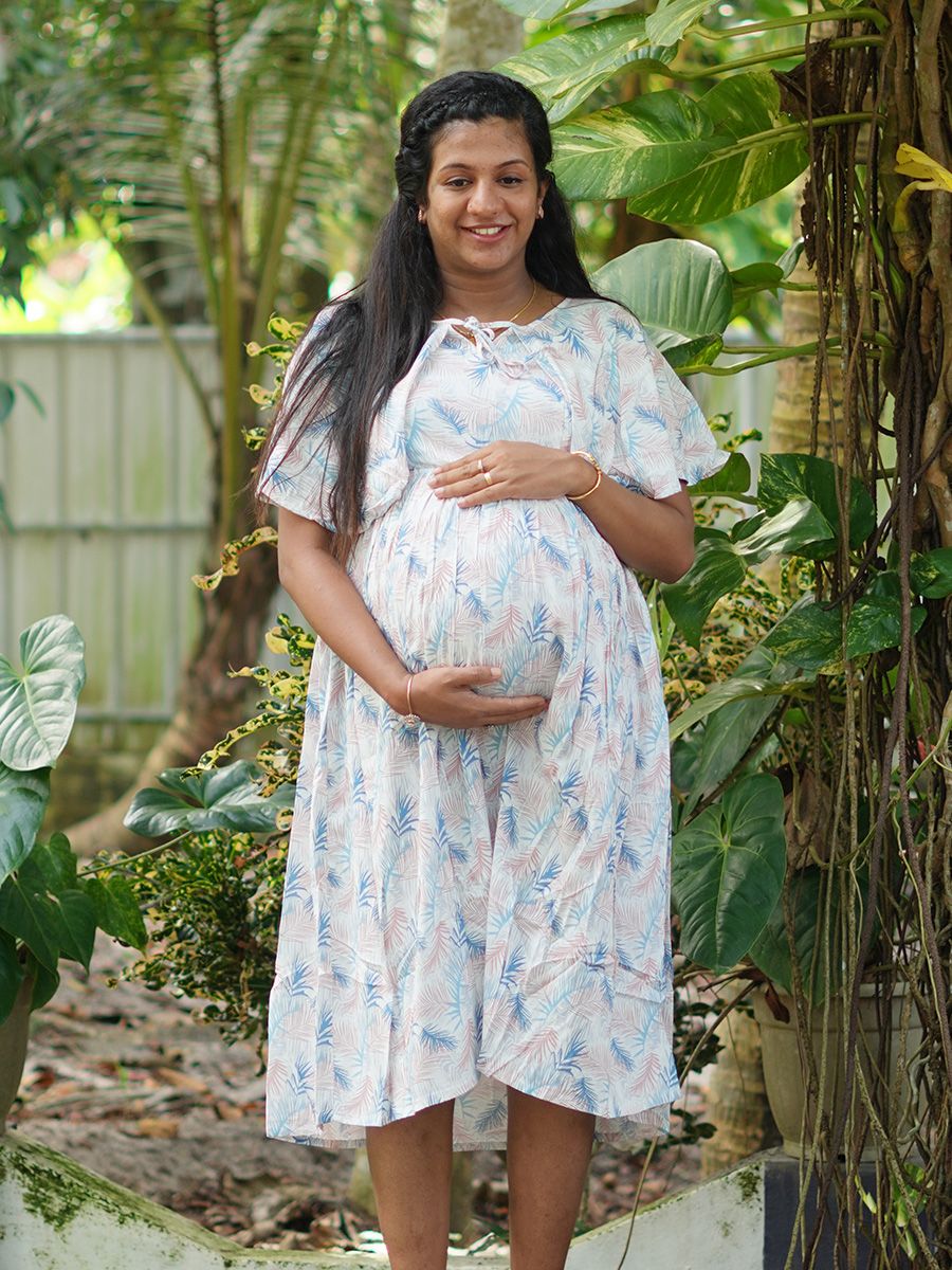 Maternity Short Night Gown- Fin Offwhite