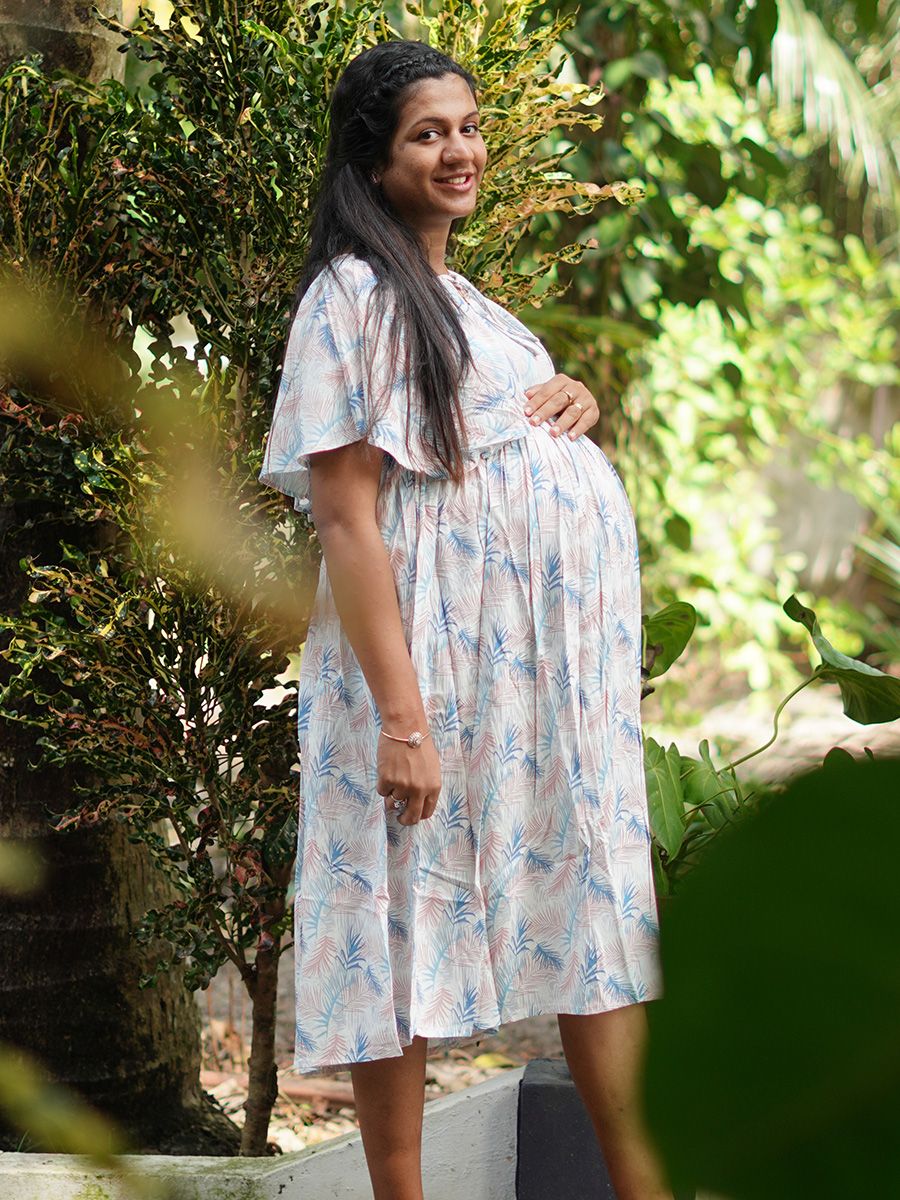 Maternity Short Night Gown- Fin Offwhite