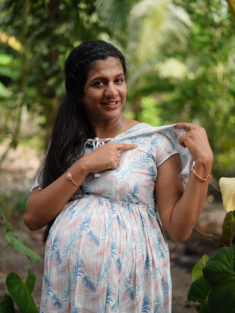 Maternity Short Night Gown- Fin Offwhite