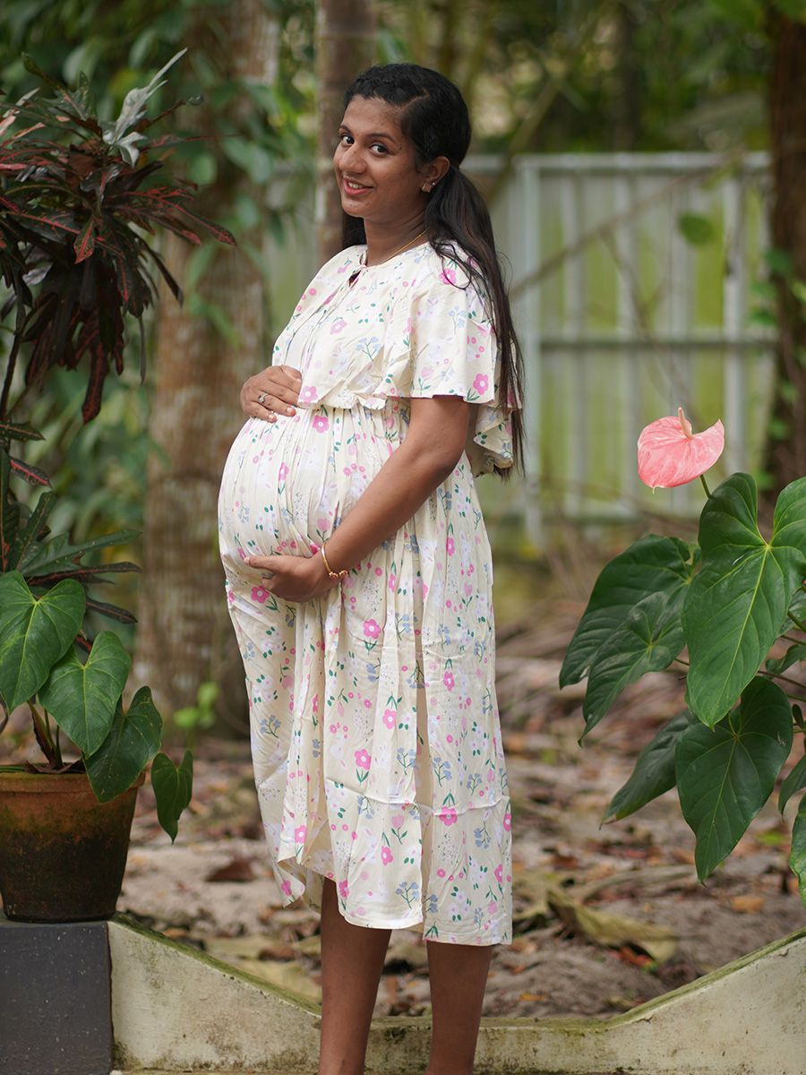 Maternity Short Night Gown- Fin Cream