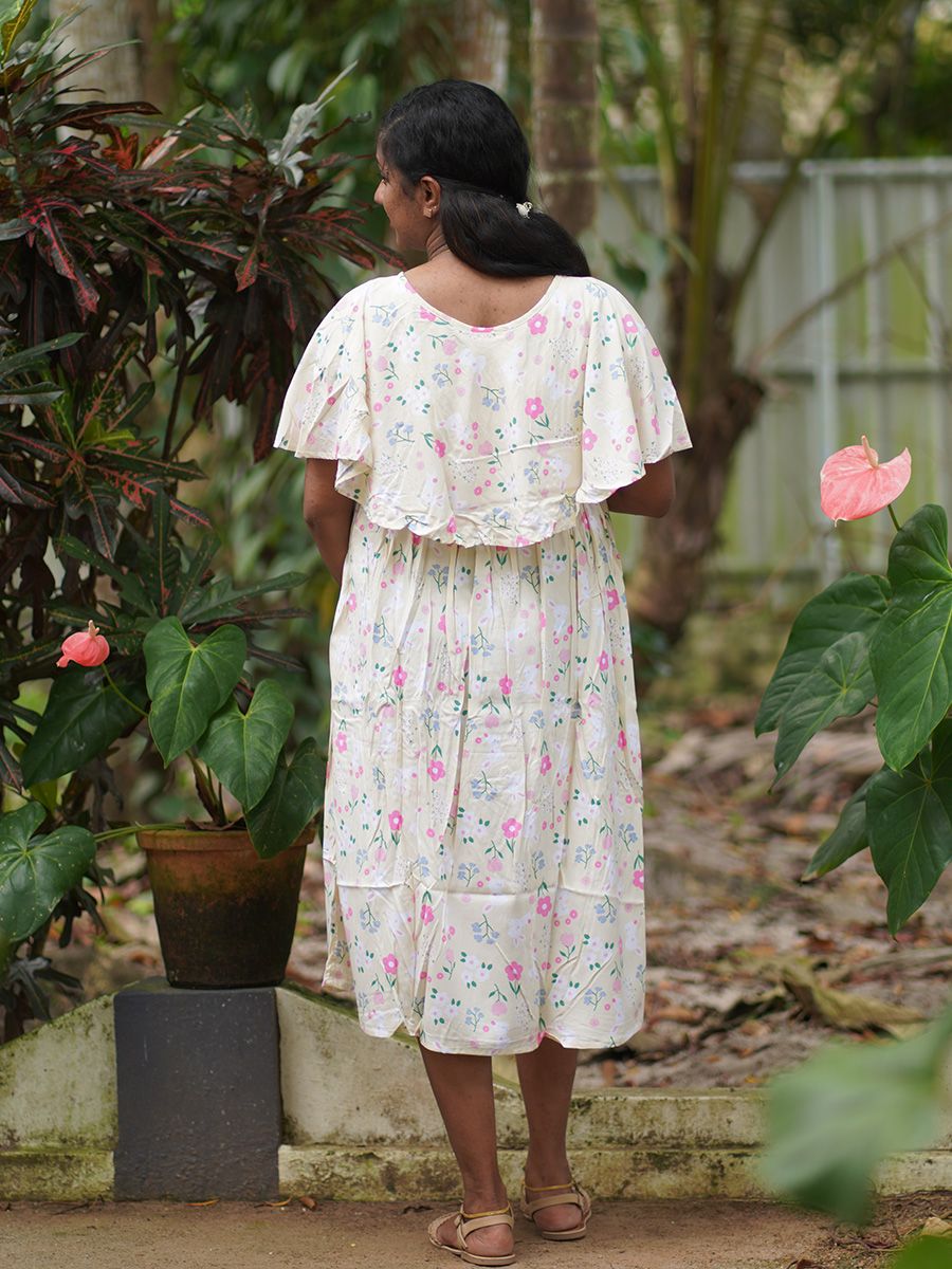 Maternity Short Night Gown- Fin Cream