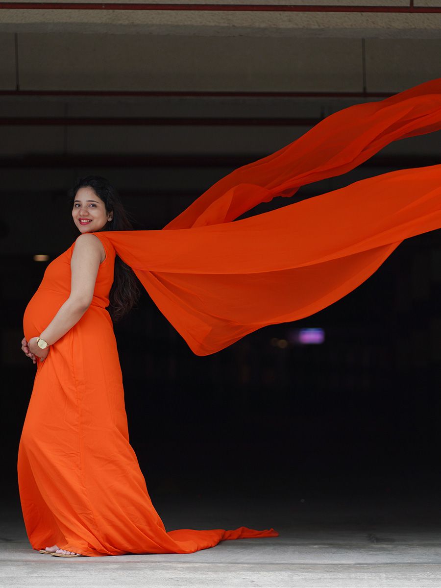 Maternity Fly Gown- Orange